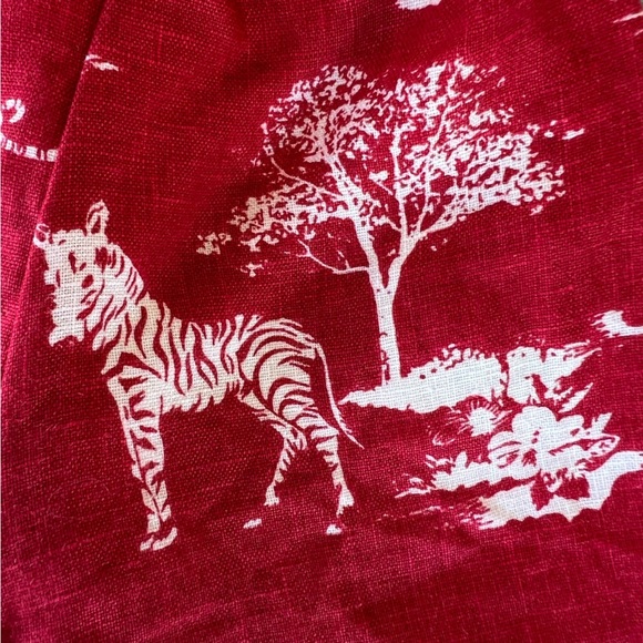 Reformation Leo Linen Top Nairobi Red Safari Print Button Detail Puff Sleeves 6 - Picture 6 of 15